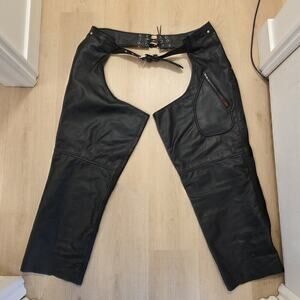 Hot Leathers Black Biker Motorcycle Outdoor Belt Chaps Size 2XL